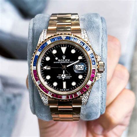 gold rolex gmt master with diamonds and rubies|Rolex master 2 gold bracelet.